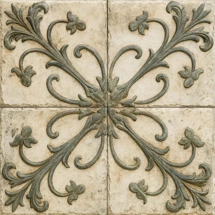 Sorrento Fleur Crest Ceramic Tile Wall Tile for Kitchen Backsplash, bathroom, Shower, Accent Walls