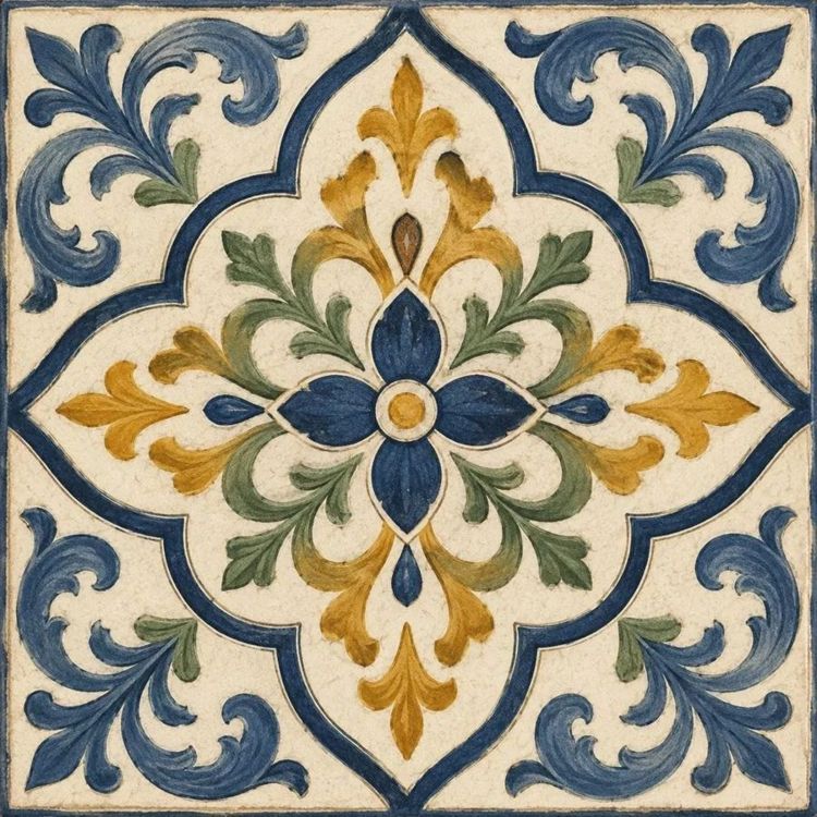 Kitchen Backsplash Tile Bathroom Shower Floor Tile Rustic Vintage Farmhouse Ceramic Tile Mexican Style Custom Tile Sorelli Azure Medallion™