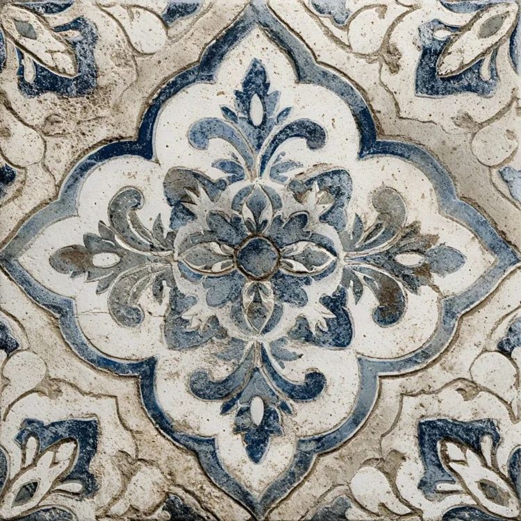Santorini Lace Mediterranean Ceramic Tile Floral Medallion Backsplash, kitchen, flooring, farmhouse vintage Accent Wall tile TA9