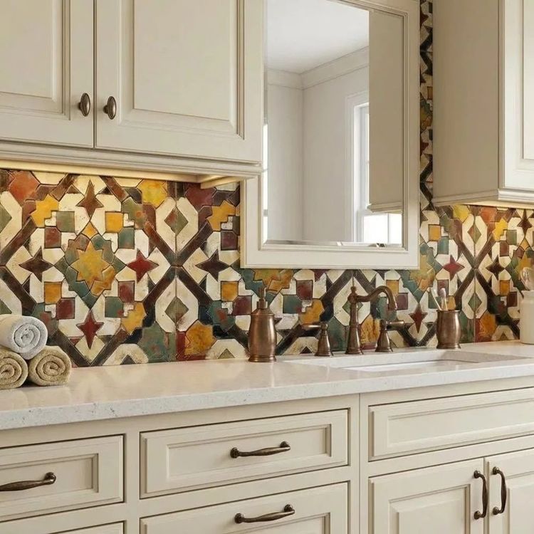 Atlas Desert Mosaic Moroccan-style ceramic tile, design, intricate geometric inspi… photo 3