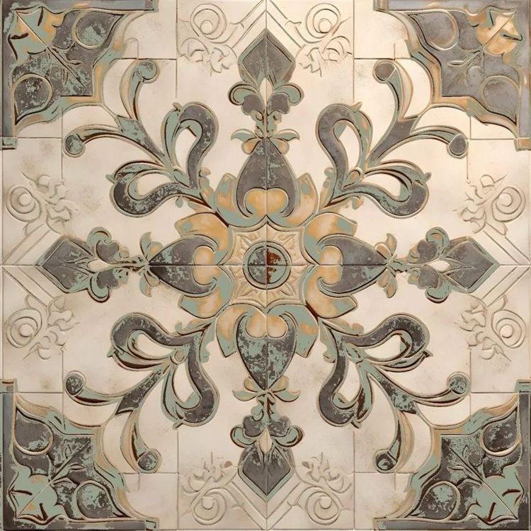 Decorative Ceramic Tile, Patterned Backsplash Tile, Luxury Wall Tile, Kitchen and Bathroom Tile, Designer Decorative Tile T105-G