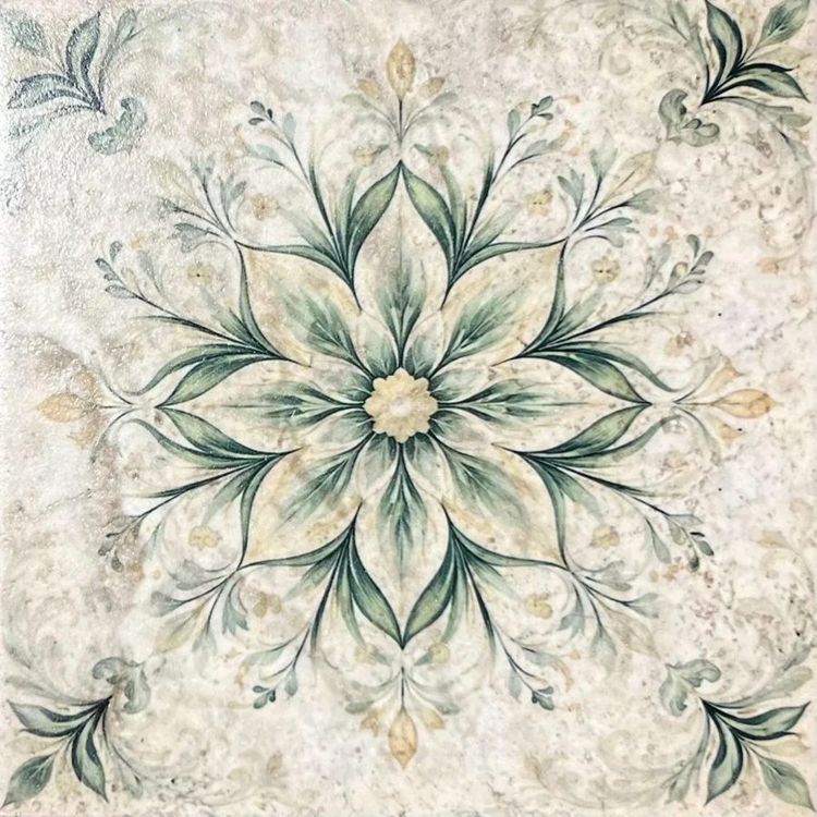 Salerno Verdi Rosetta™ Porcelain 6 inch Tile – Mediterranean Vintage, Rustic Tuscan Backsplash, Wall Tile, Antique Kitchen Shower