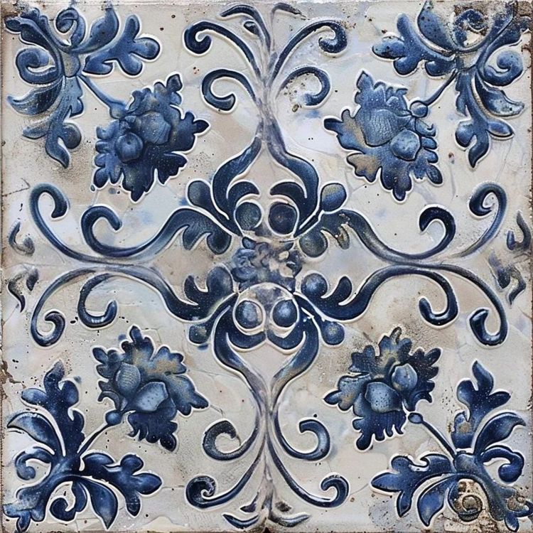 Auralis Nocturne Fleur Kitchen bathroom backsplash tile floor tile custom tile vintage farmhouse rustic ceramic tile bathroom tile shower